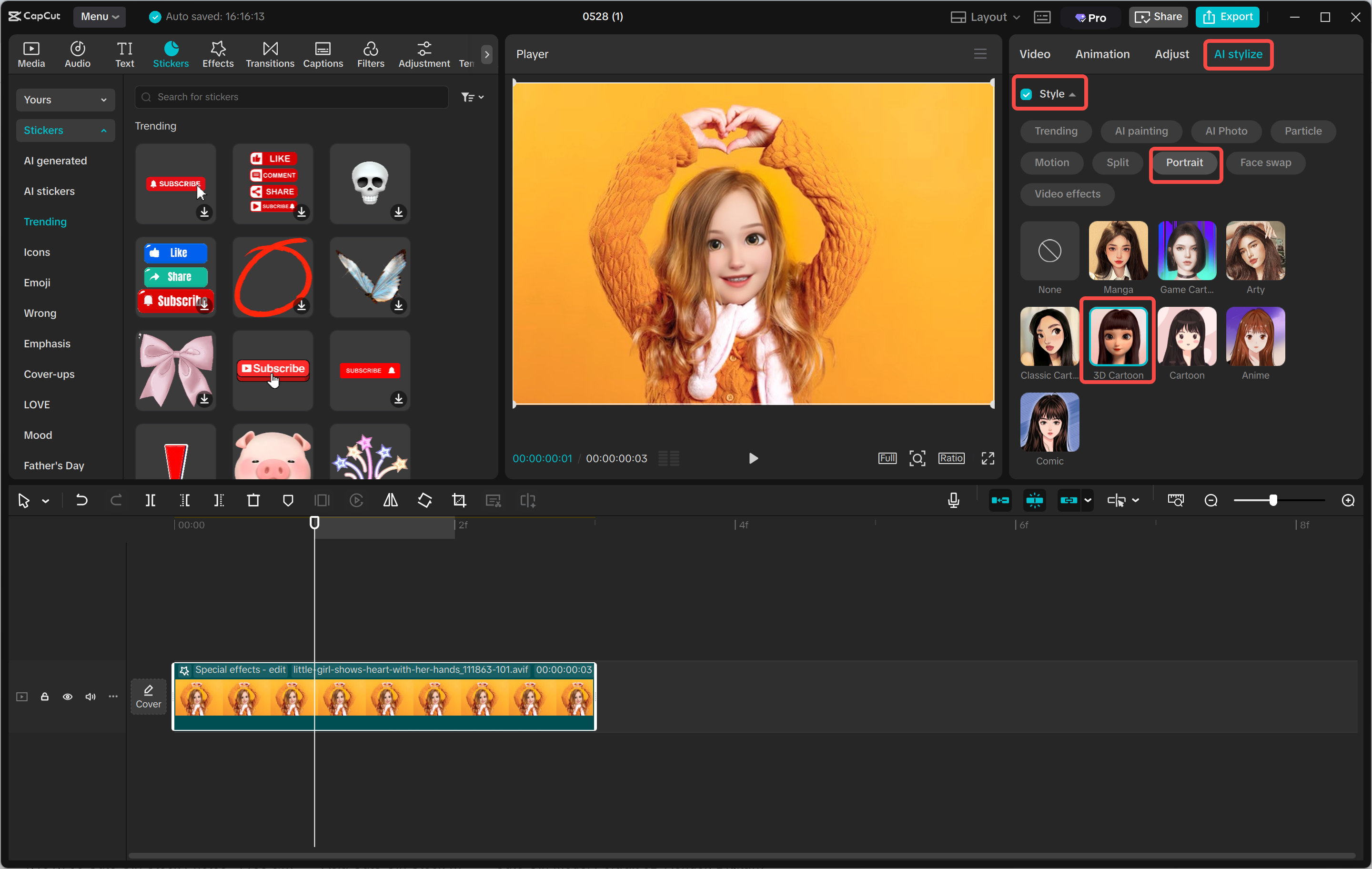 Apply 3D cartoon effects to your image