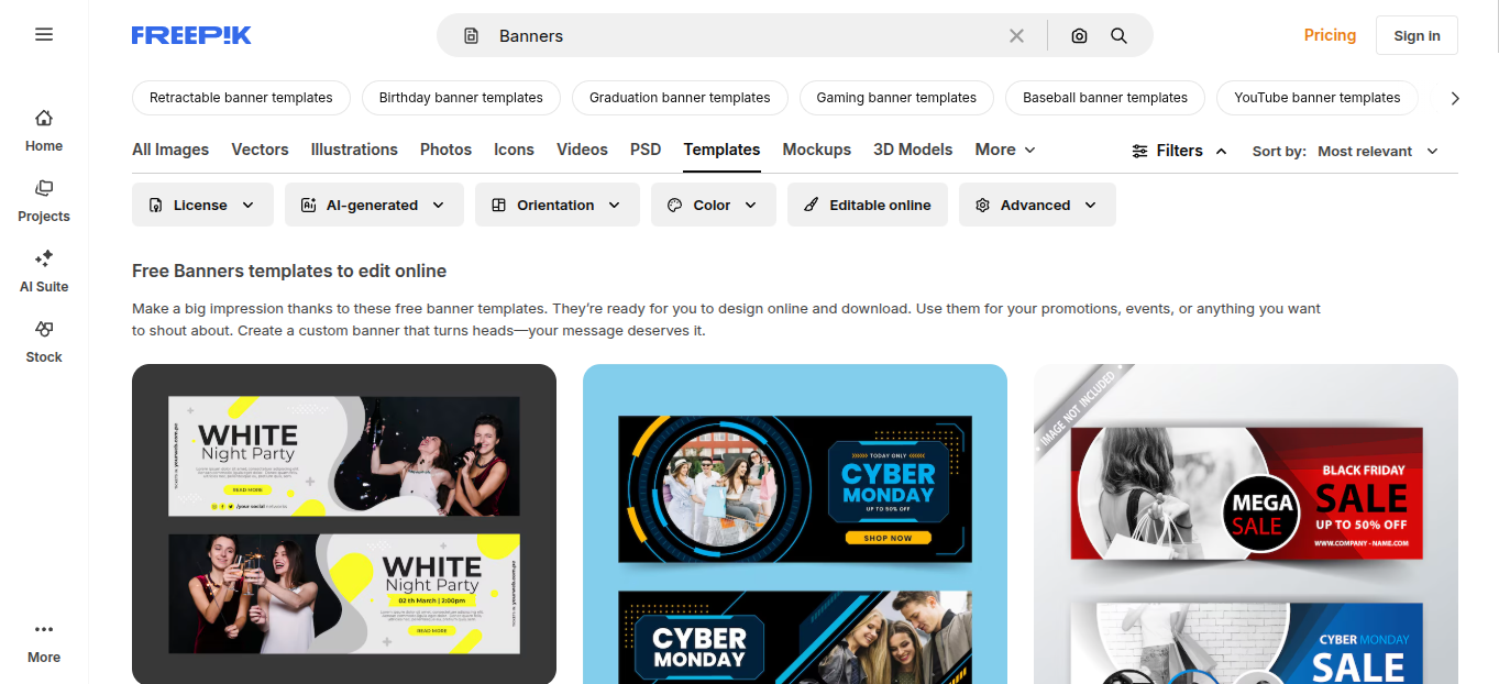 Freepik, a fast and easy-to-use creative platform for LinkedIn banner templates