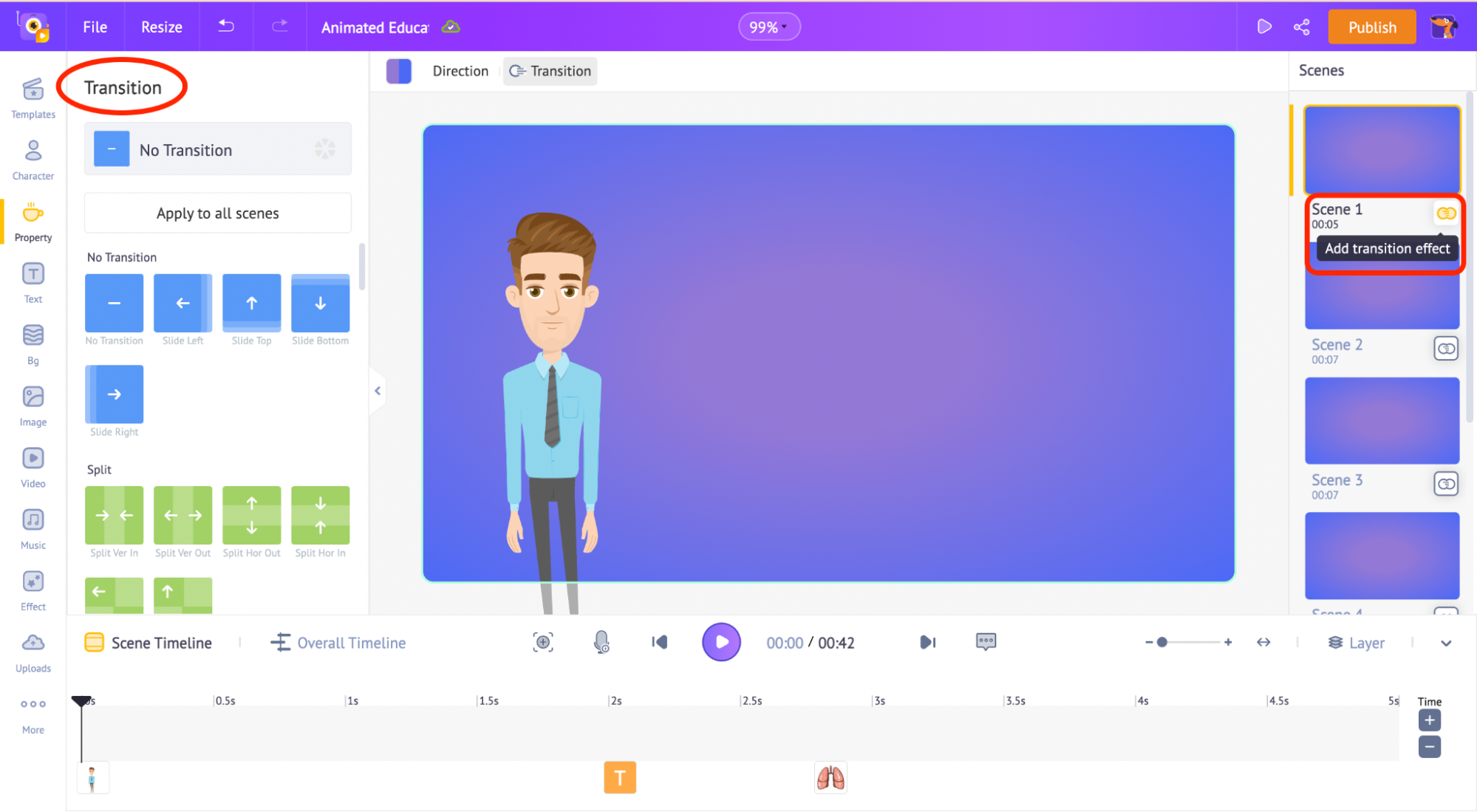 Interface of Animaker - a highly efficient online cartoon animation software