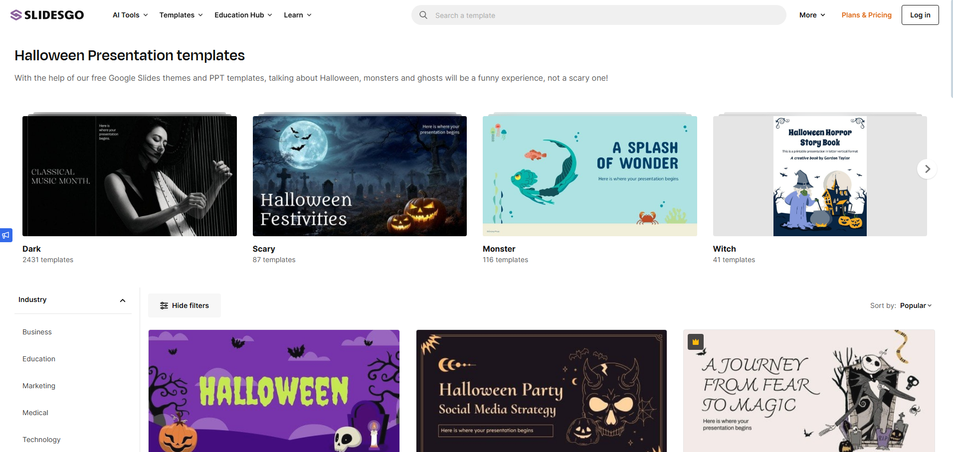 Slidesgo Halloween templates