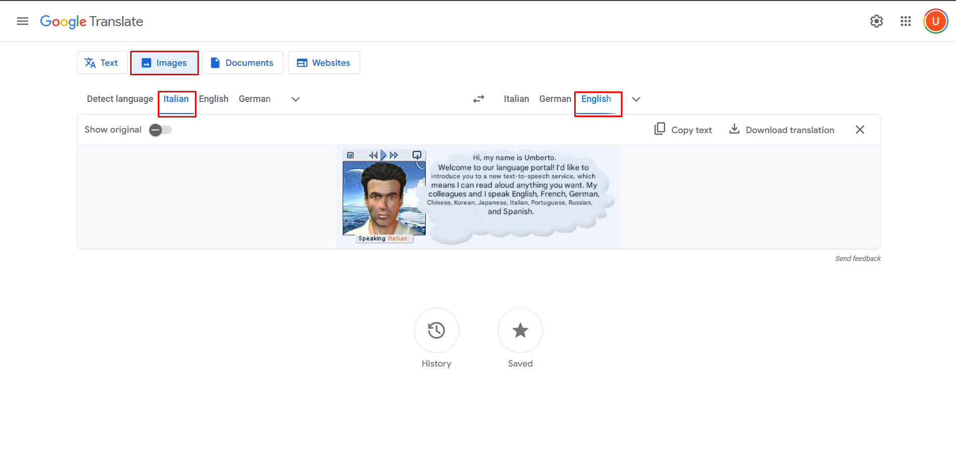 An easy way to convert Italian images to English with Google Translate