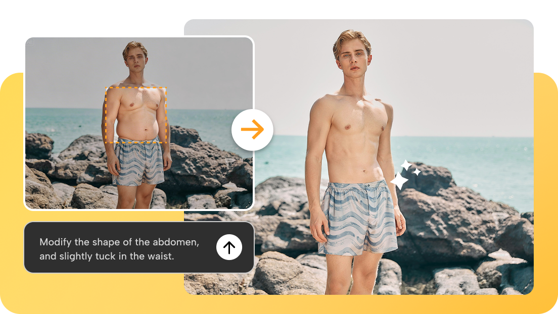 Slim a specific body part in using AI inpaint