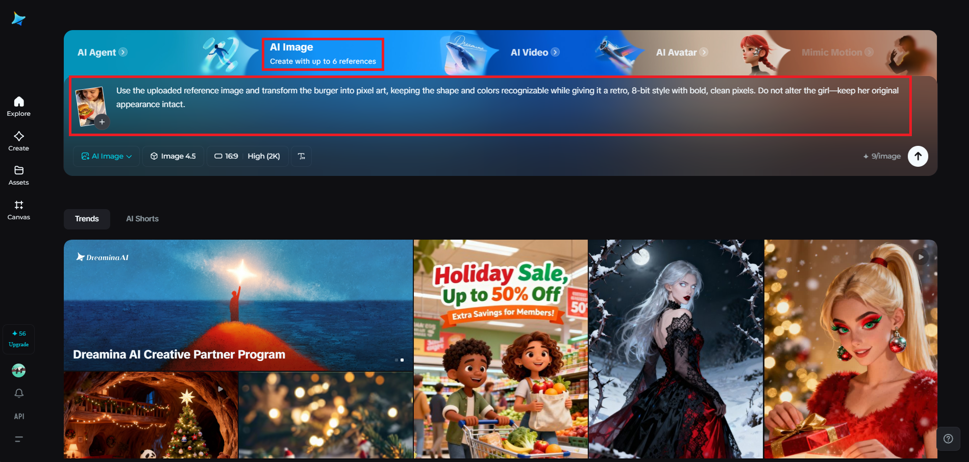 Încărcați imagini de referință și scrieți un prompt precis