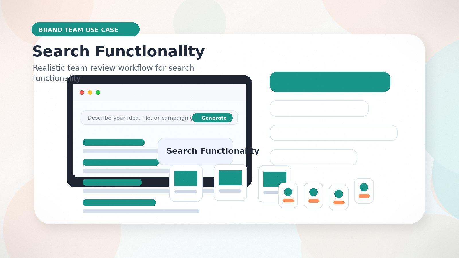 Search Functionality realistic brand team use case visual for search functionality
