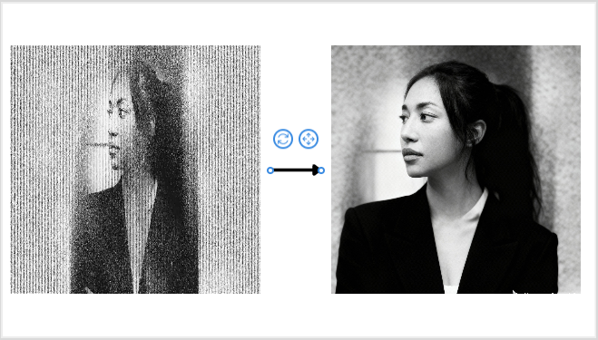 Using an AI photo denoiser to clear the grainy photo in Dreamina