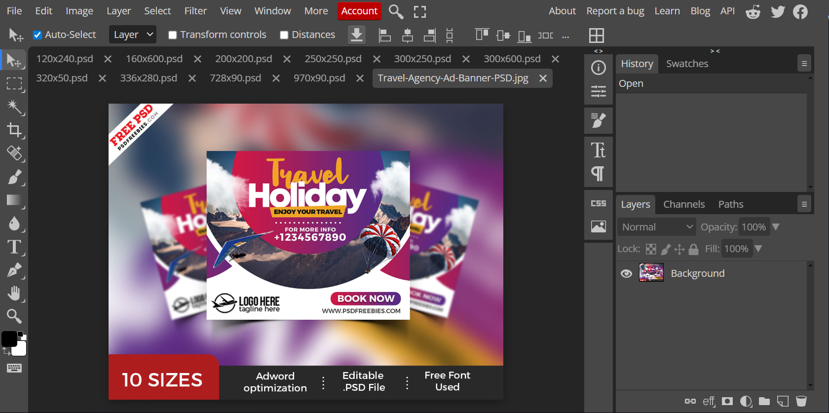 Photopea - a website to open PSD files