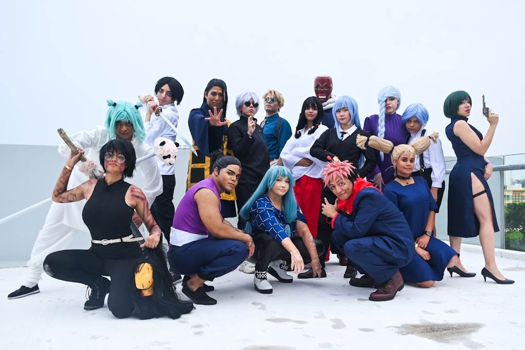 diverse anime characters from popular series standing together with inspirational atmosphere