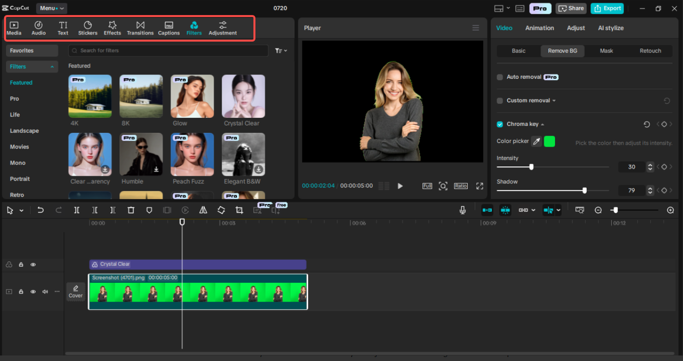 Adding visual effects in CapCut