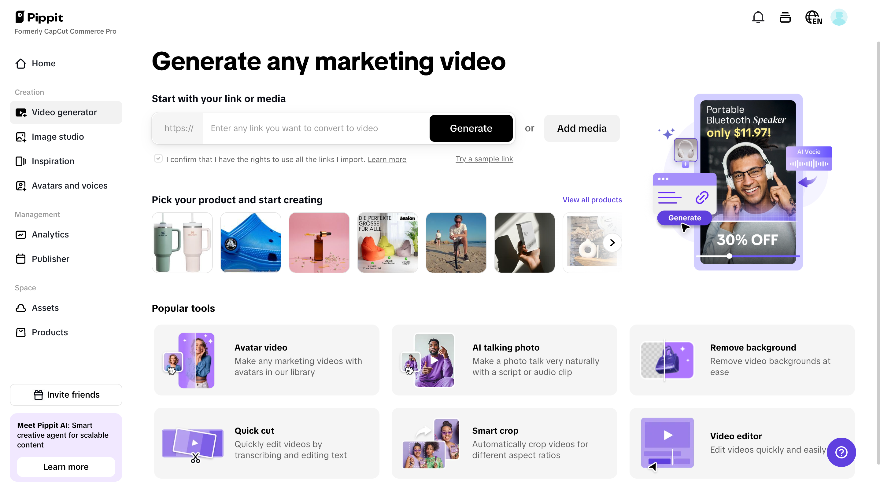 Upload product links or media