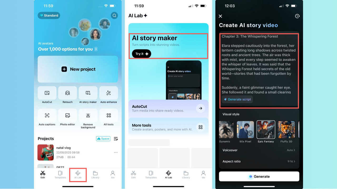 Access AI story maker and upload your novel content