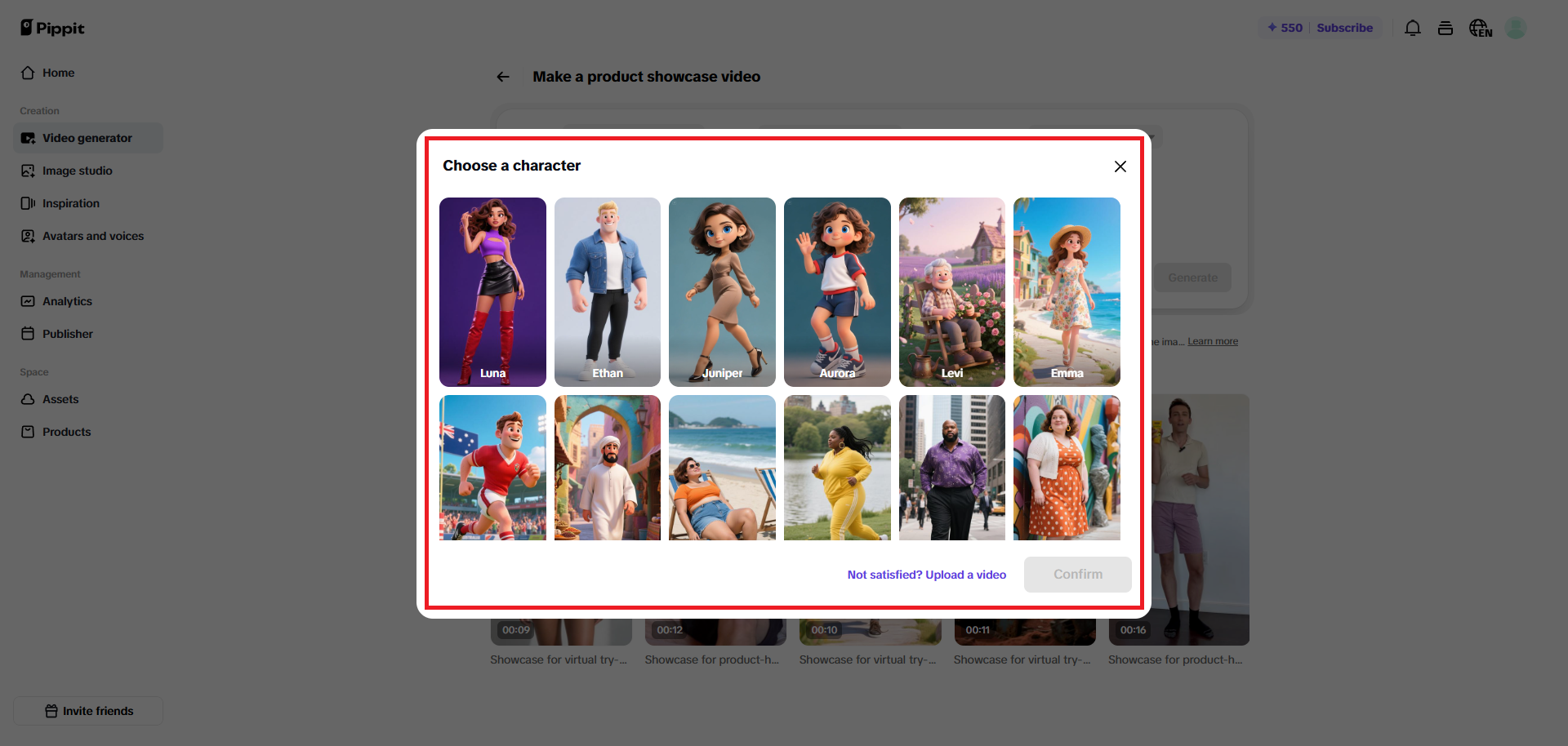 Capacidade de escolher seu avatar de IA preferido