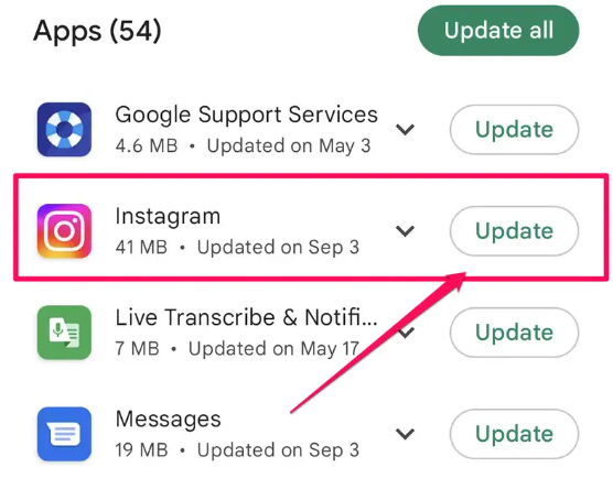 Update Instagram app