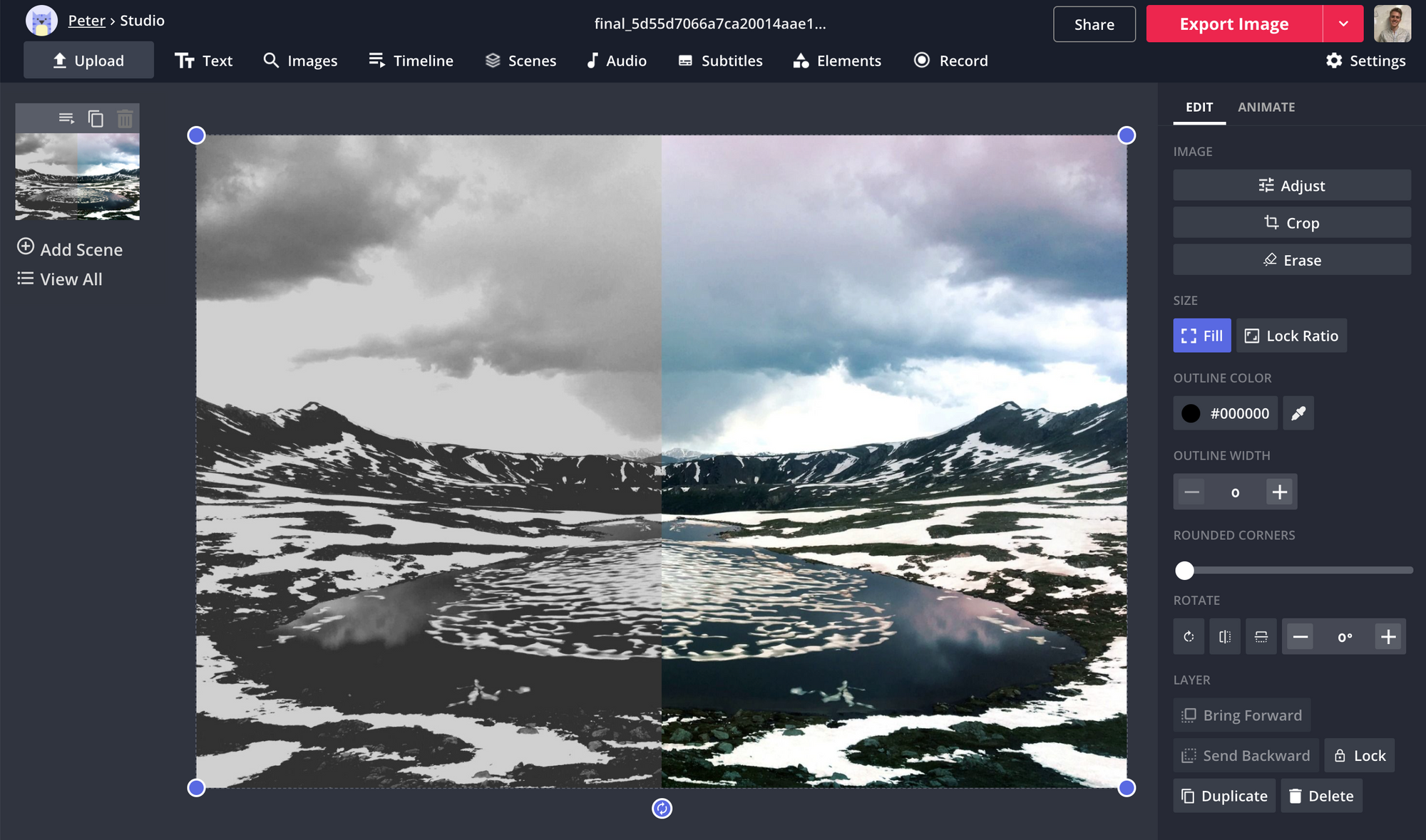 Showing how to add filters to photos using Kapwing