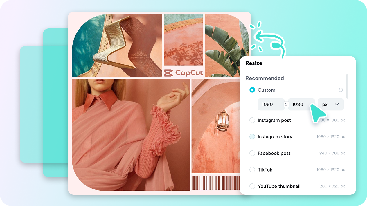 Platform-specific resizing for social media grids