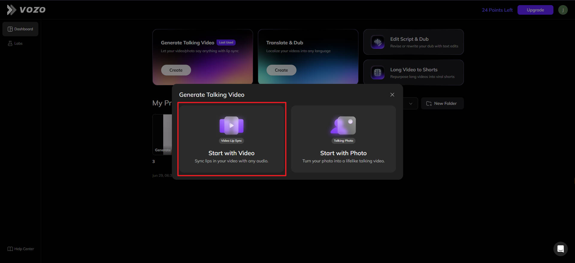 Sincronización de labios de Vozo AI