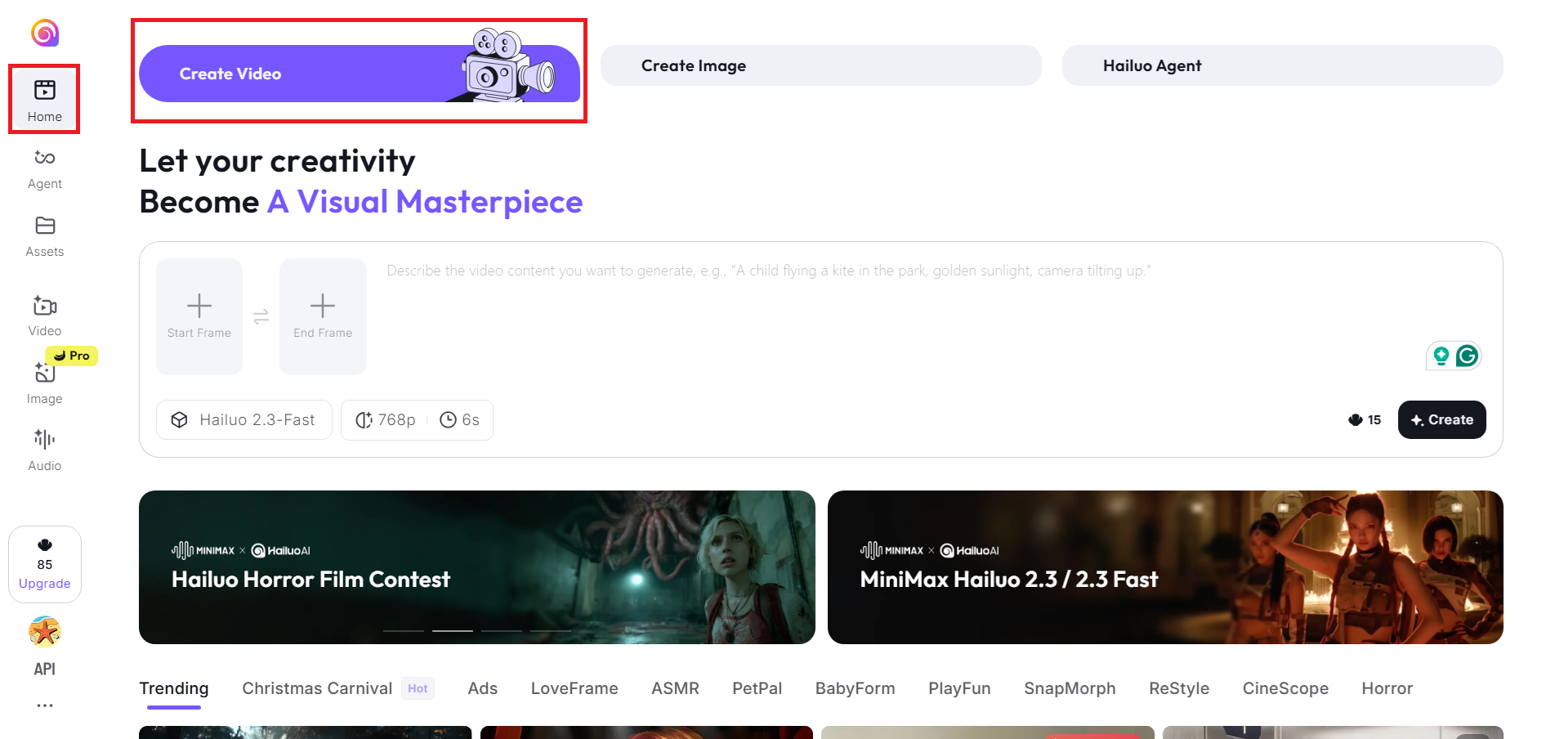 Start a new video project
