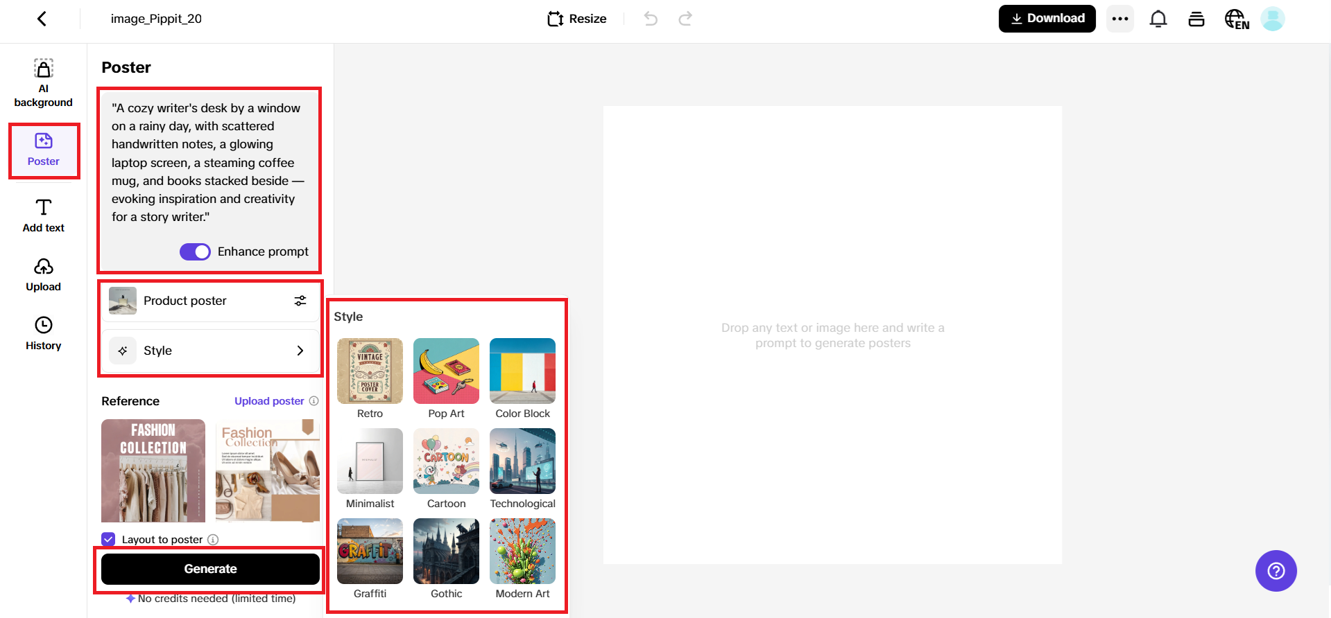 Enter a prompt and generate your poster