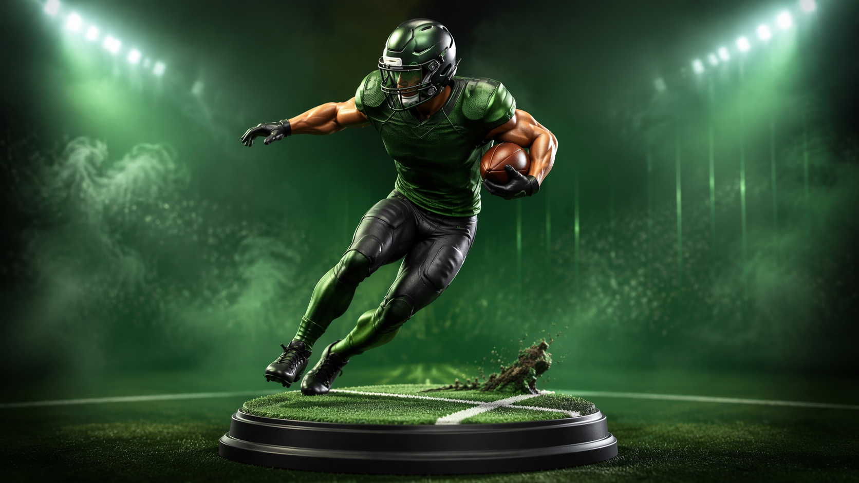 Dreamina Football Figure Prompts prompt example 2: Stadium Collectible Display