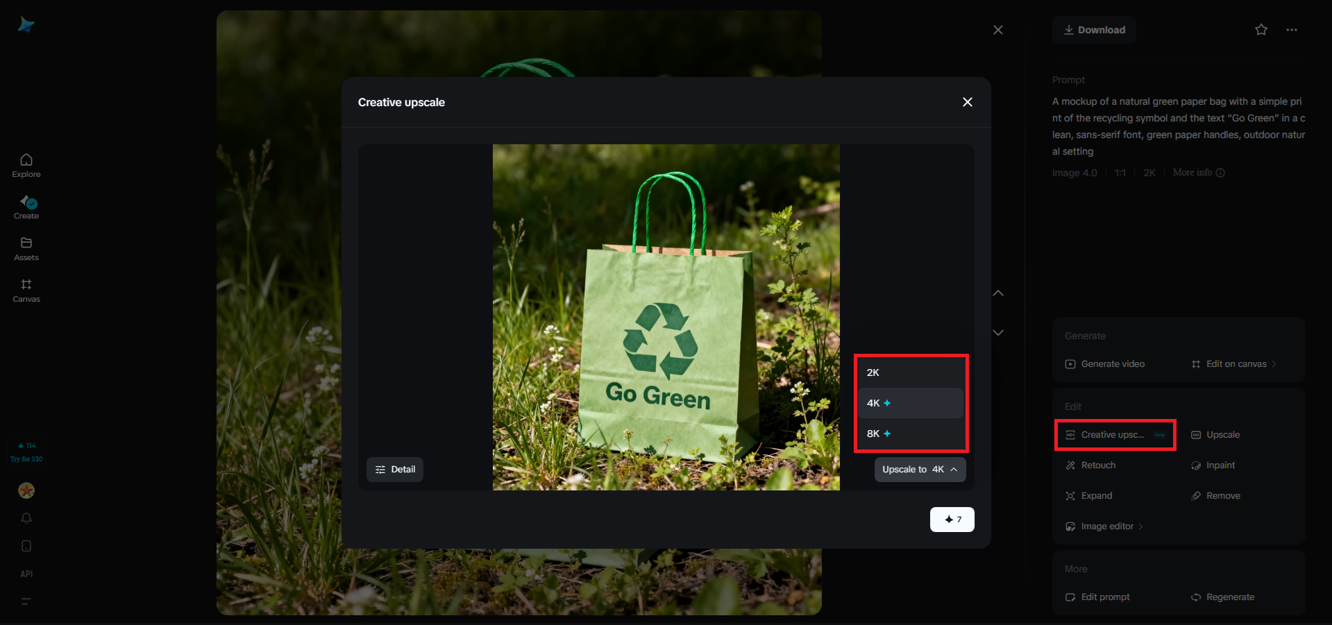 Kreatywna funkcja ekskluzywna w Dreamina