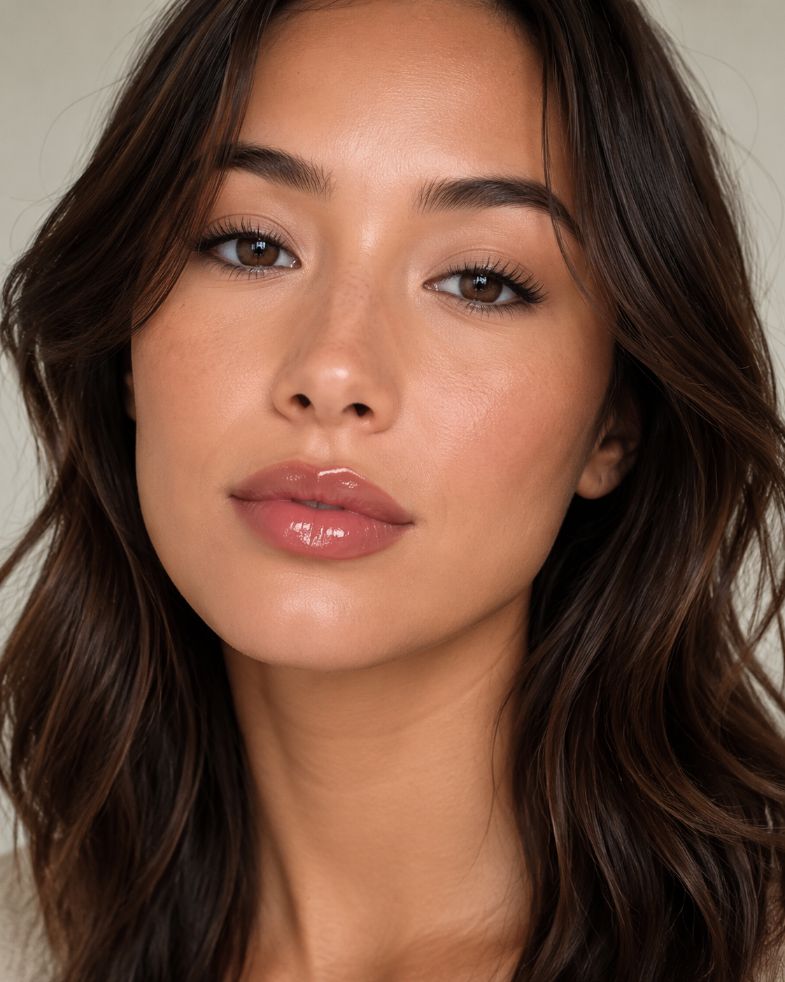 Dreamina virtual lip gloss try on prompt example 1: Clear Lip Gloss Portrait