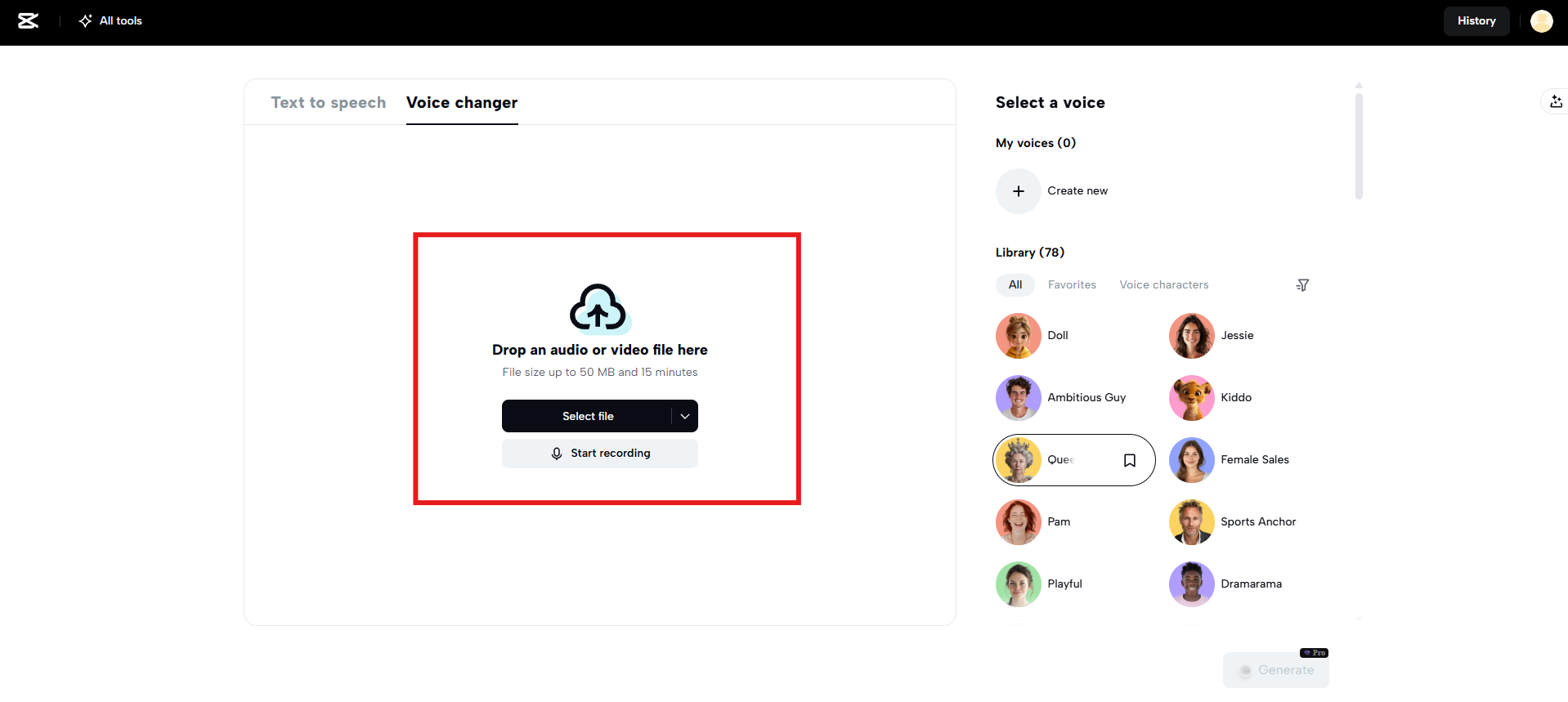 Upload video or audio