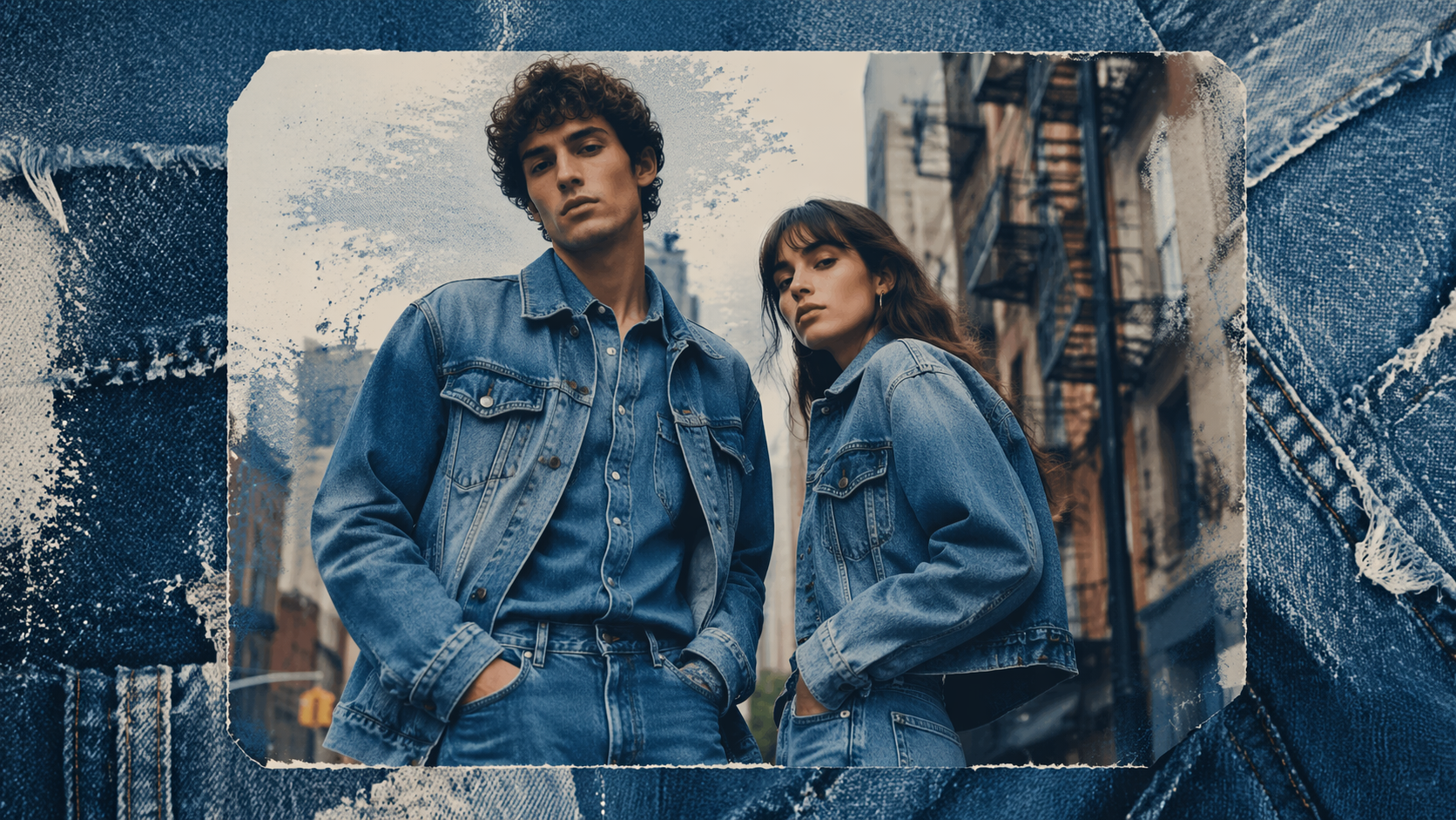 Dreamina AI Denim Filter prompt example 1: Double Denim Street Portrait