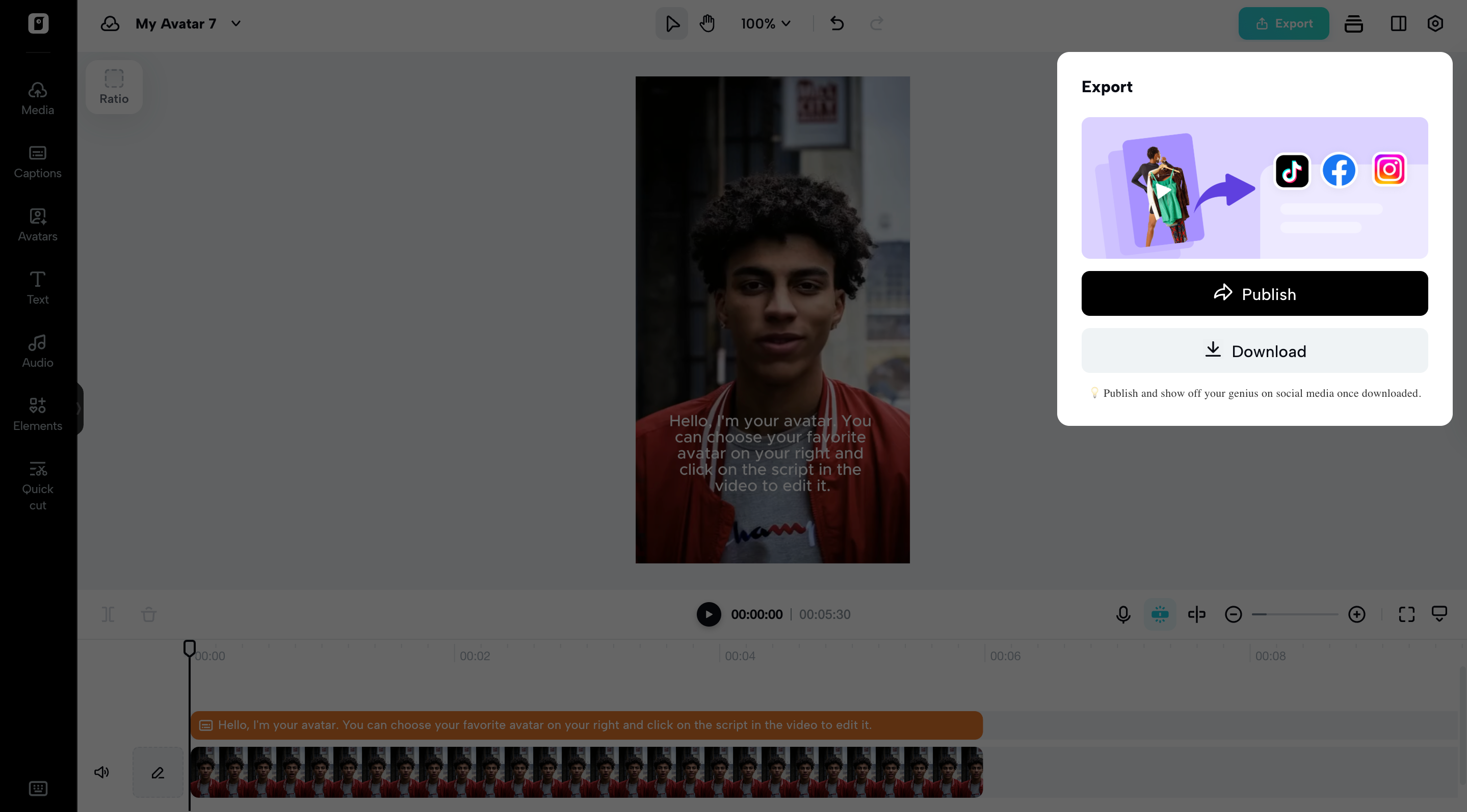 Export your avatar video