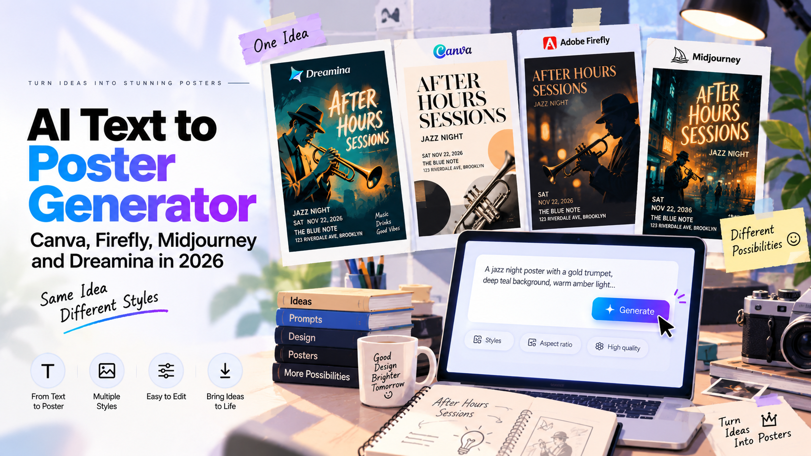 AI Text to Poster Generator: Canva, Firefly, Midjourney and Dreamina in 2026
