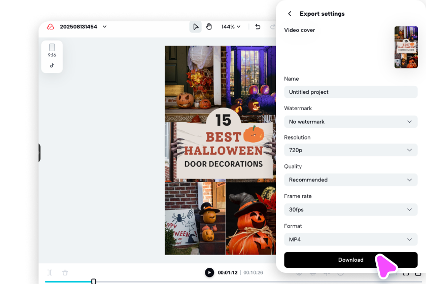 Export your Halloween movie