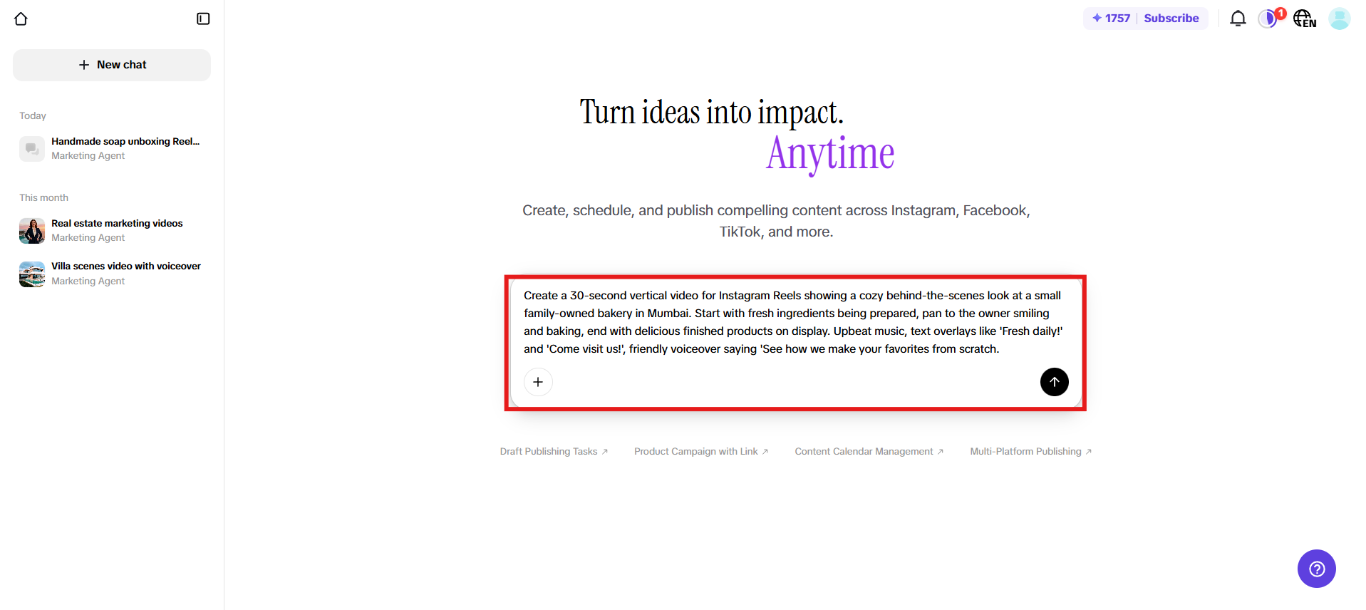 Generate content from one sentence