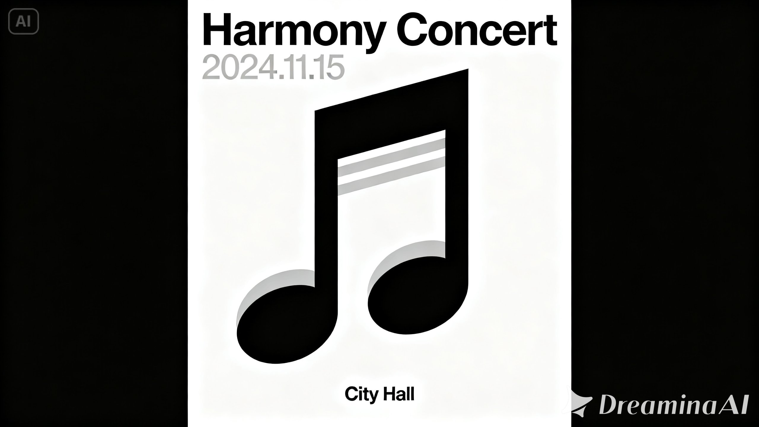 極簡設計的音樂會海報，使用簡單的配色方案、簡潔的線條和醒目的圖標