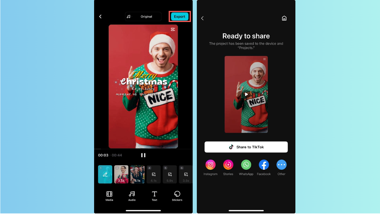 Preview and export your Christmas video