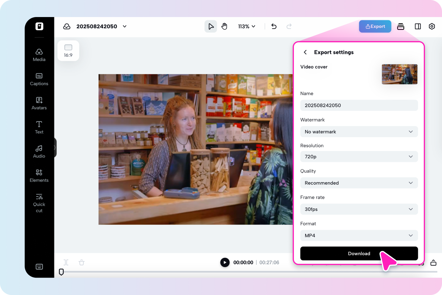 Export your final video