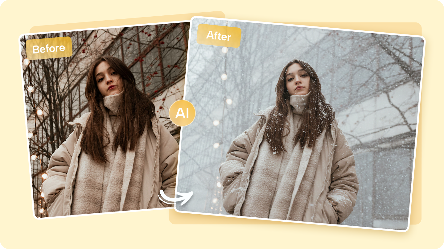 AI 눈 트렌드: AI로 사진에 사실적인 눈 내림 효과 추가