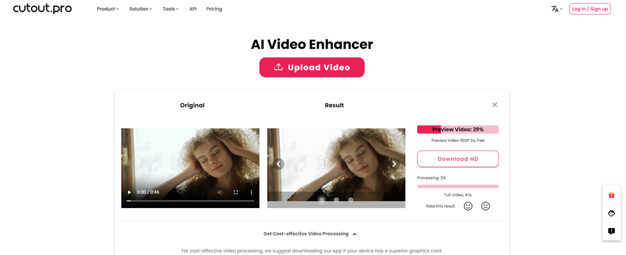 Cutout Pro is the best and most advanced AI-driven video enhancement tool
