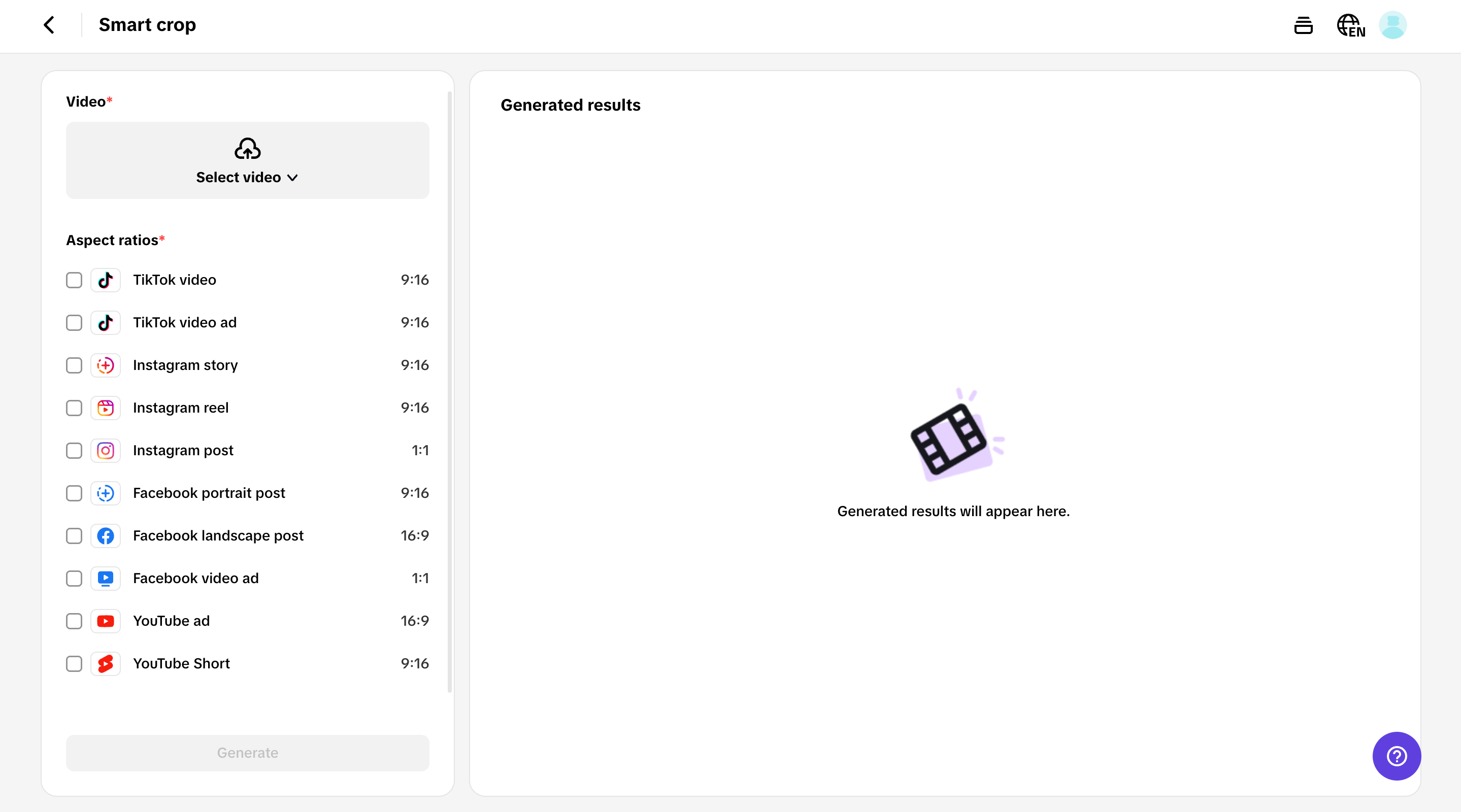 Smart crop for platform optimization