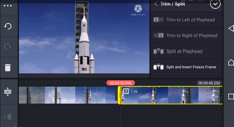 Trimming or splitting video in Kinemaster