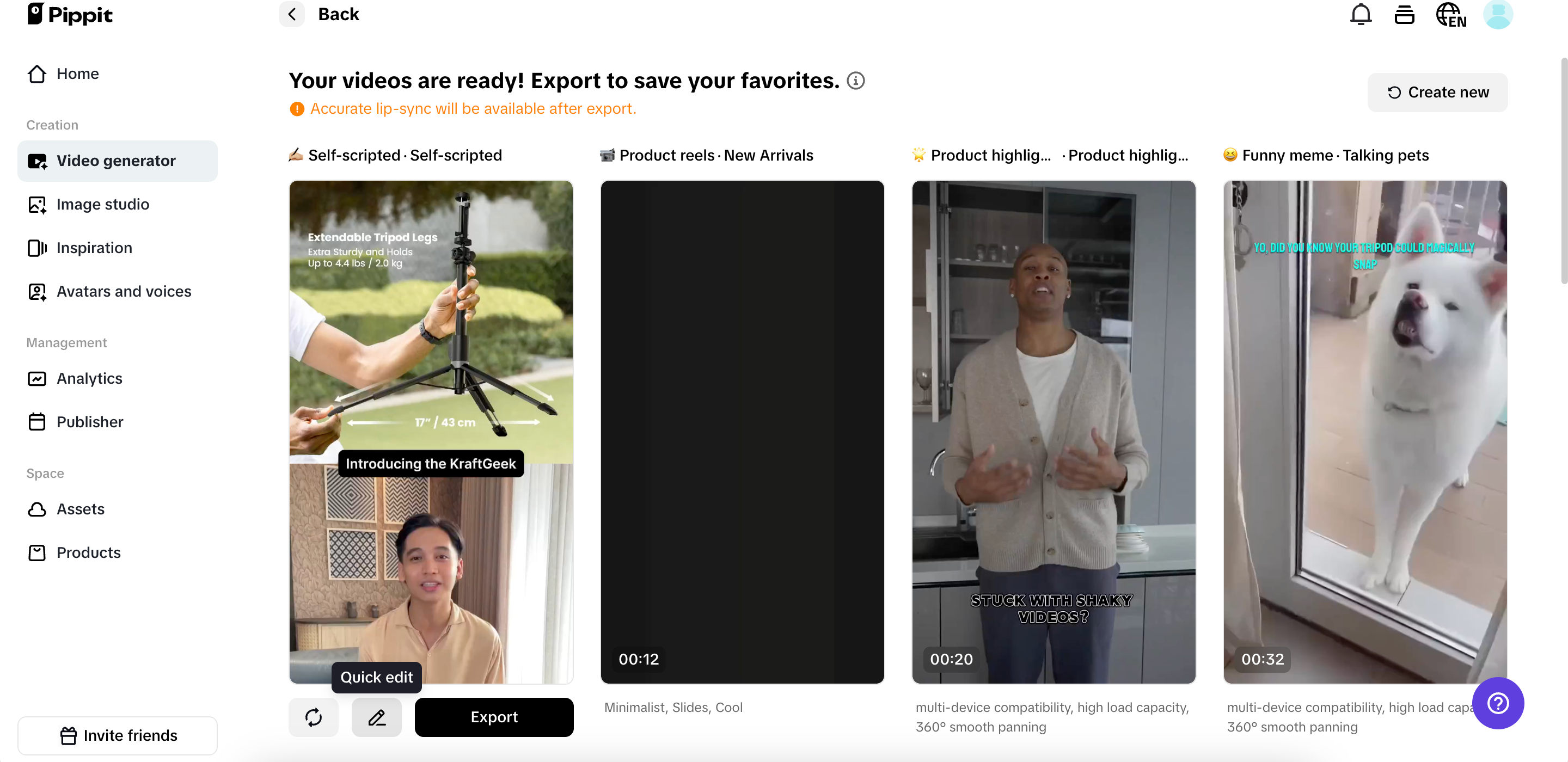 Navigate to the Video generator