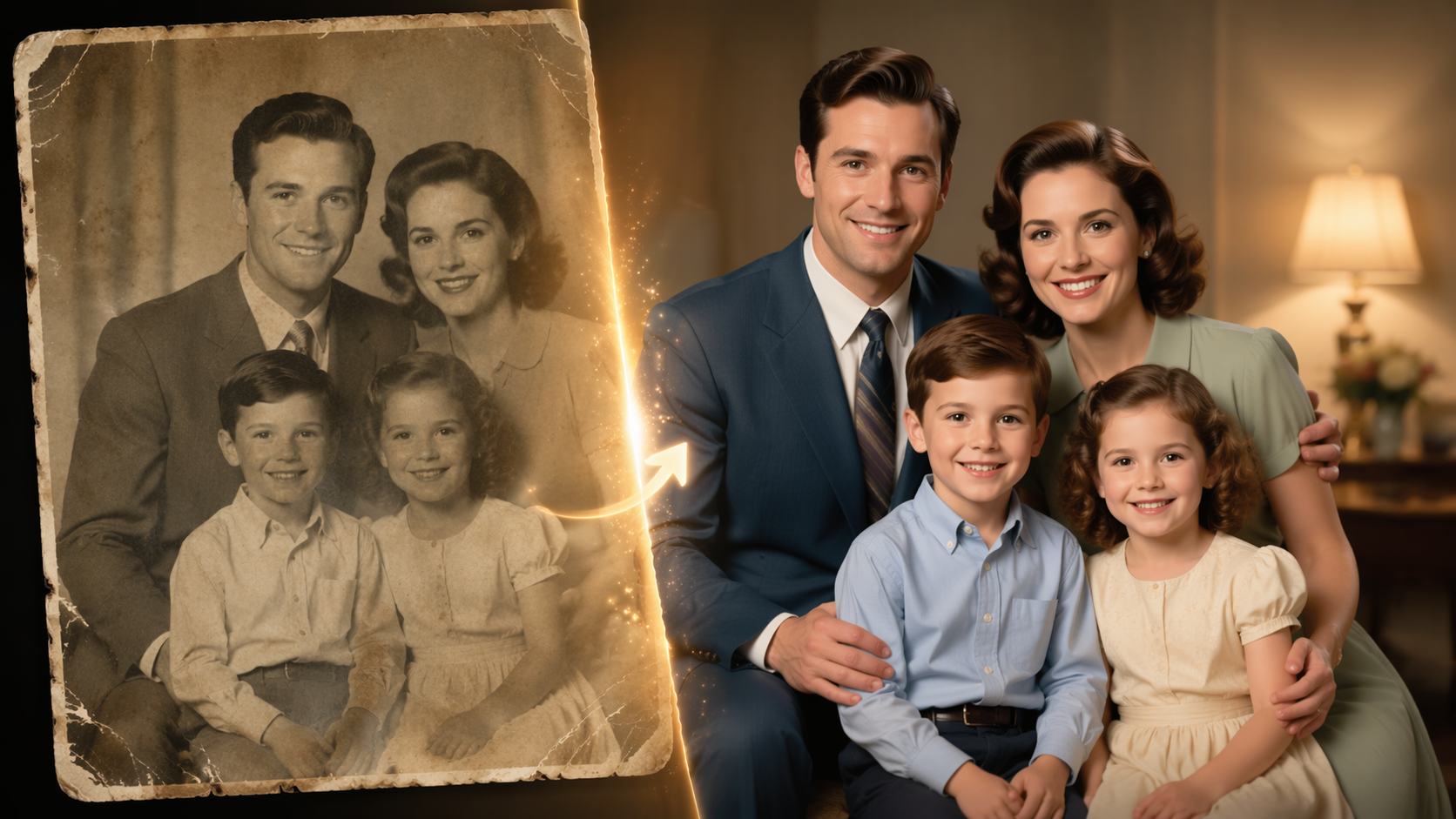 Dreamina old photo to new photo AI prompt 16:9 hero image