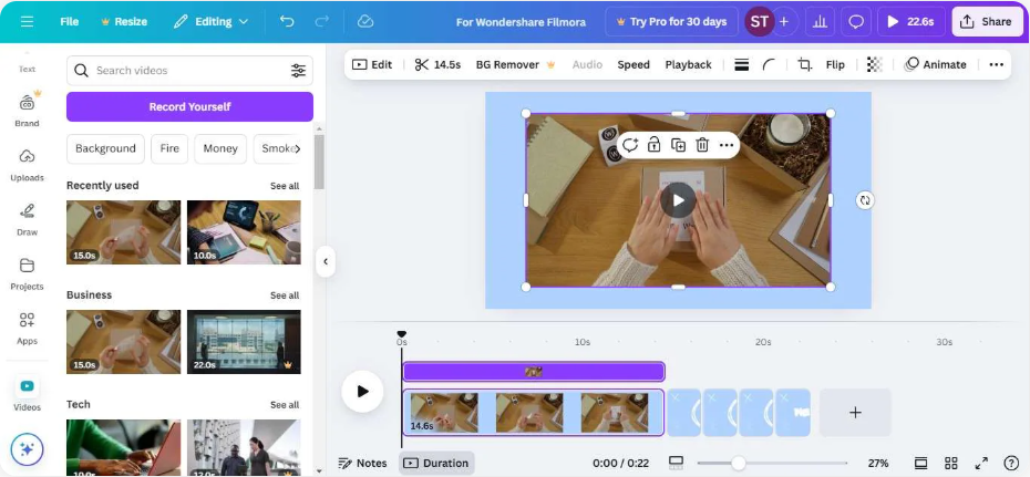 Вбудовування відео в Canva