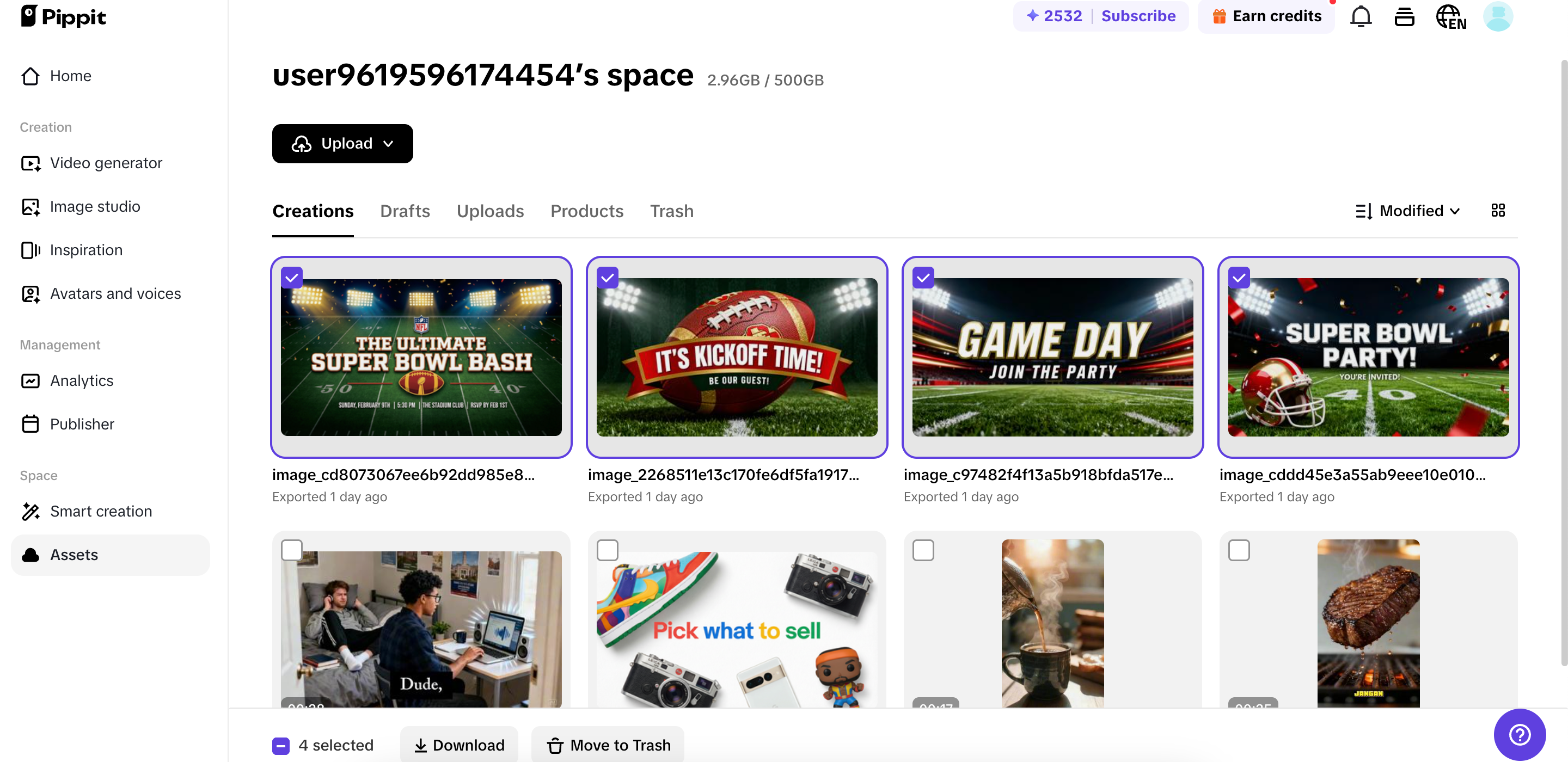 Download your content to share