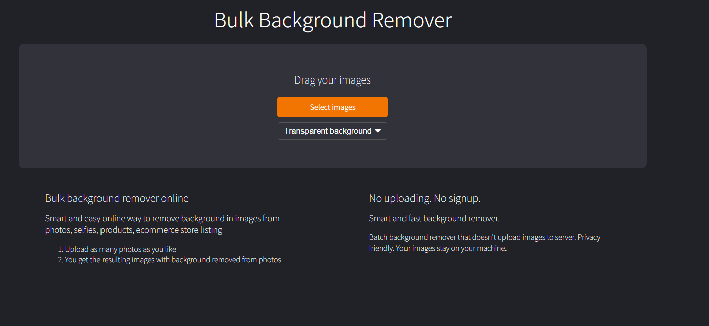 BulkBackgroundRemover käyttöliittymä