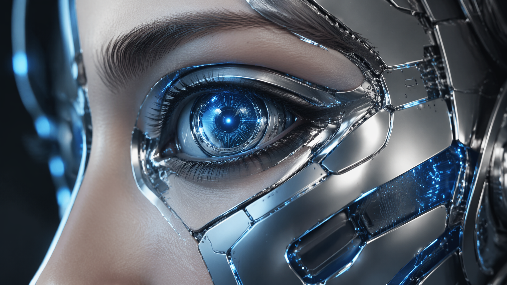 Dreamina AI cyborg filter prompt example 2: Cybernetic Face Detail
