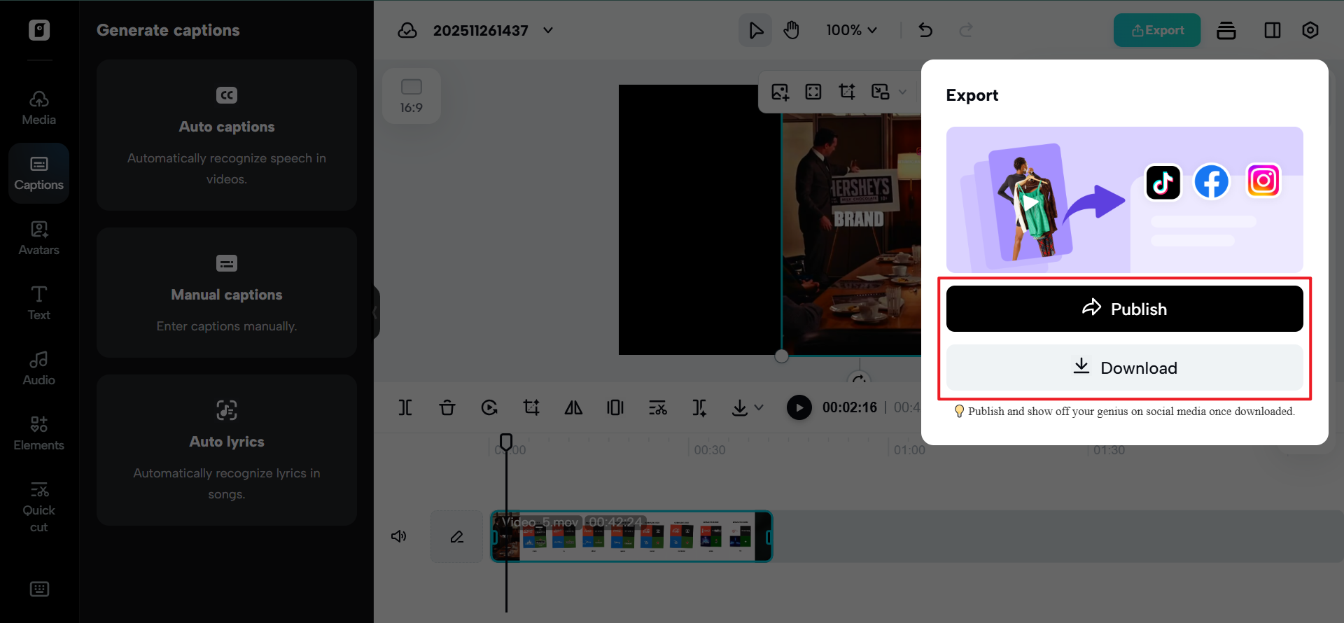 Save your enhanced video