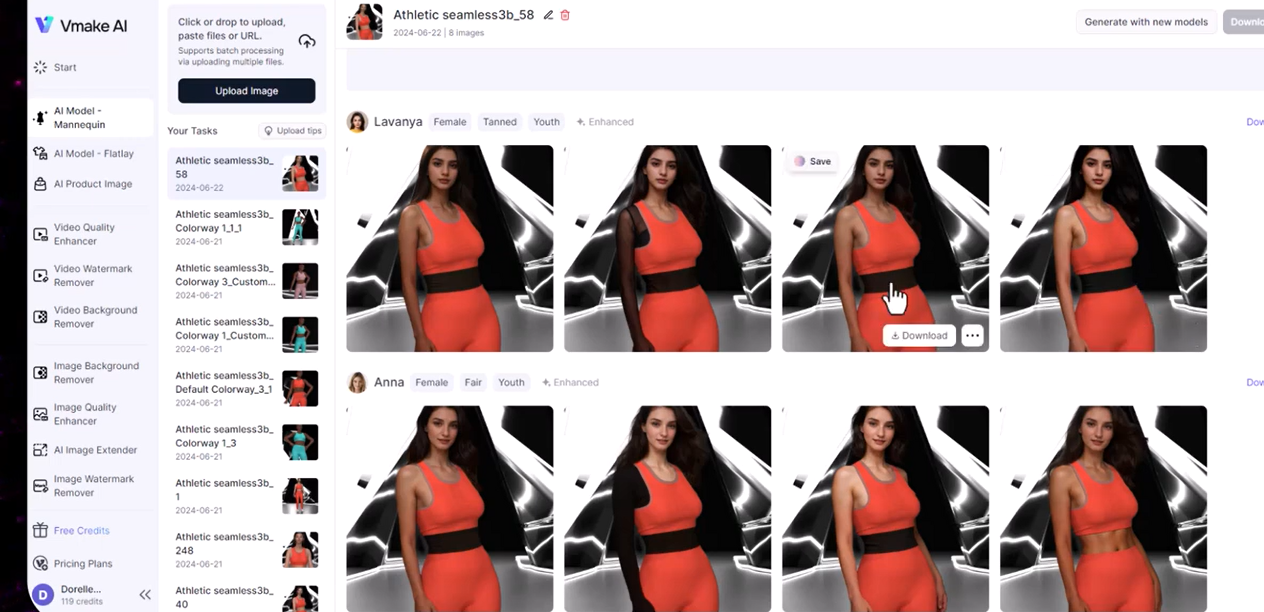 Generate the try-on image on Vmake