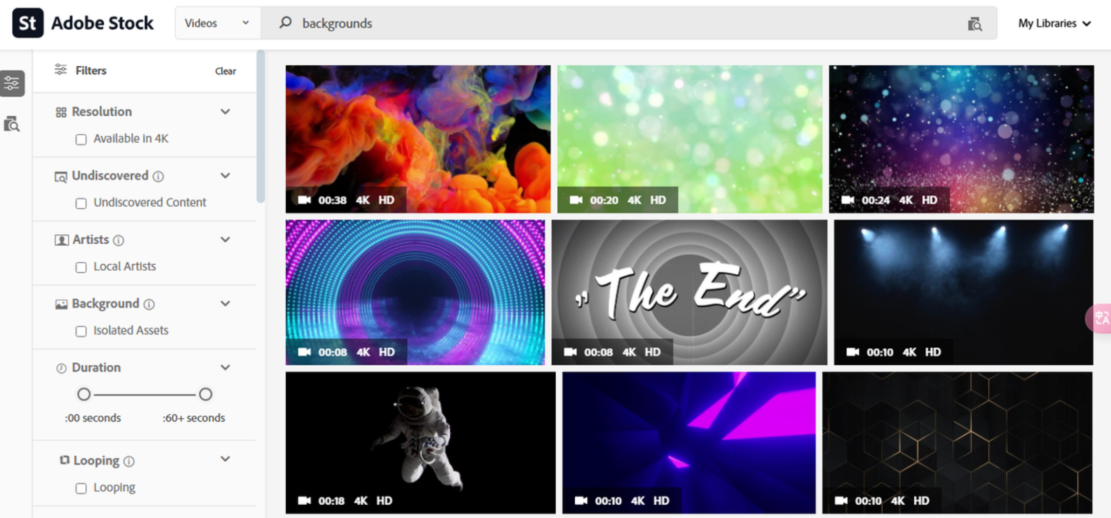 فيديوهات خلفية على Adobe Stock