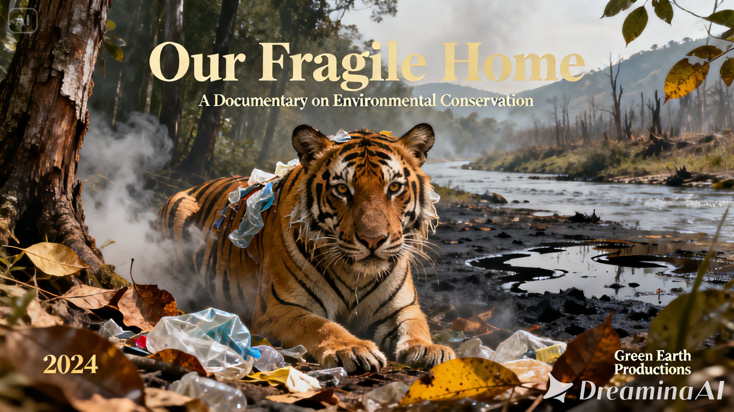 Environmental documentary poster with pictures of nature and animals