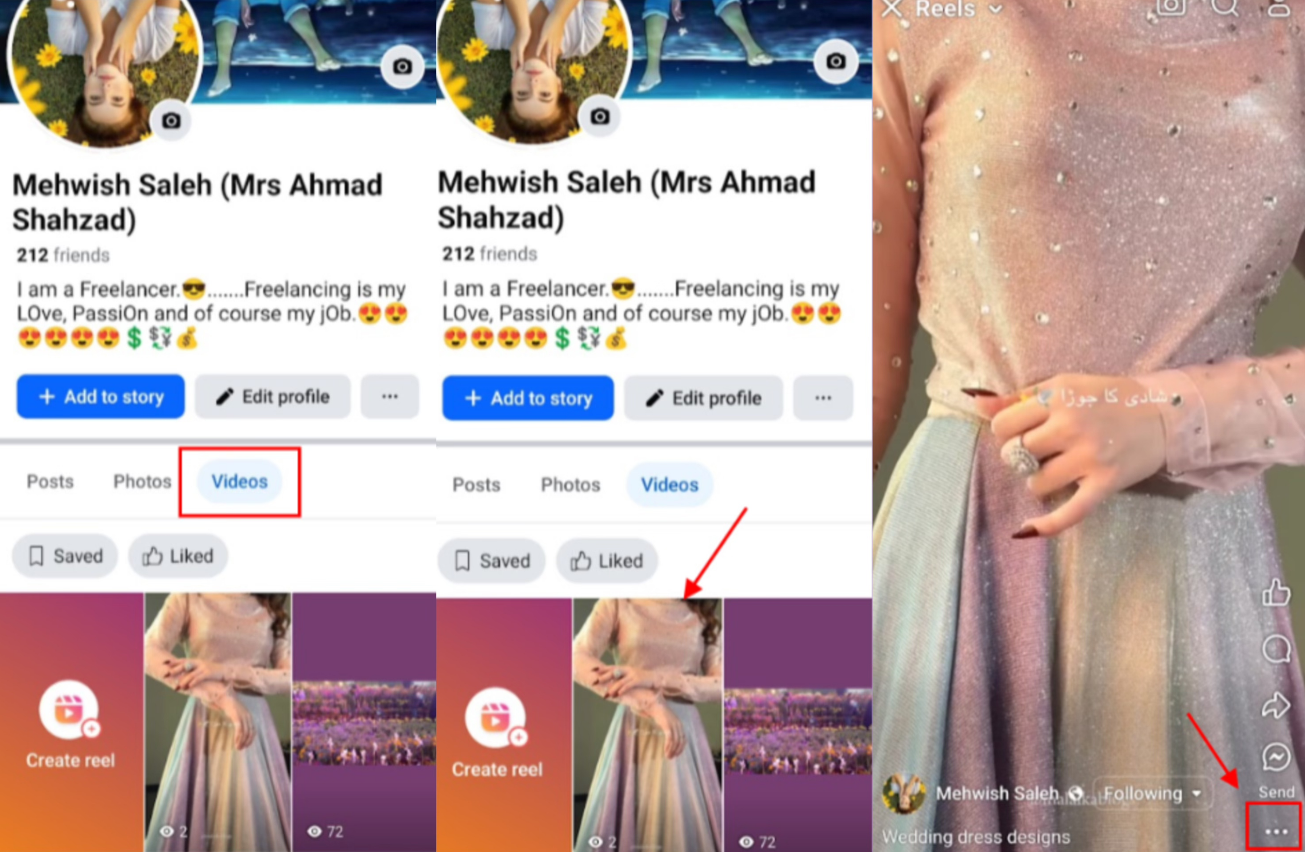 Mở menu chỉnh sửa bằng tùy chọn ba chấm