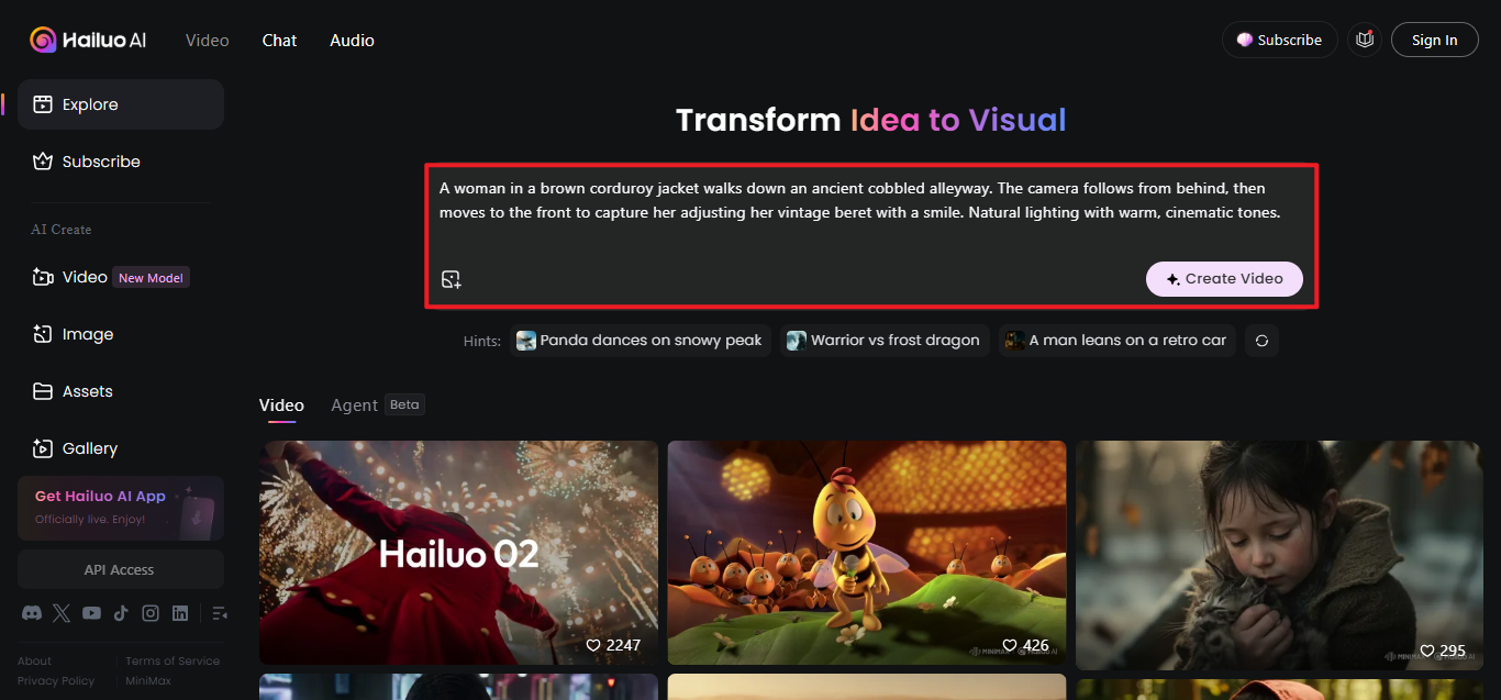 Modelul MiniMax pentru generarea video
