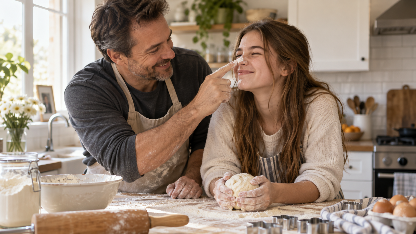 Daughters Day AI photo: Father and Daughter Baking